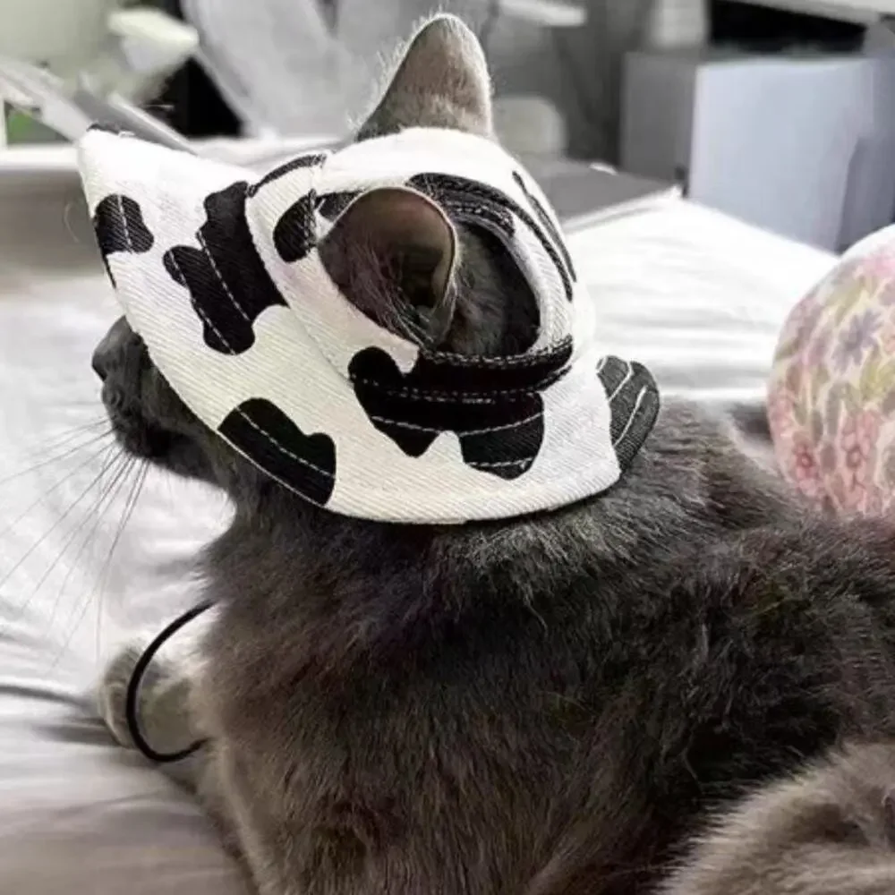 2Pcs Pet Bucket Hat Set Cow Print & Yellow